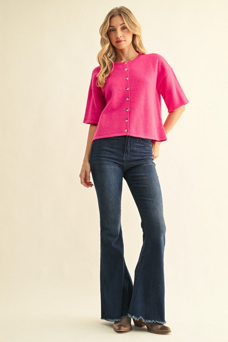 Short Sleeve Button Down Cardigan