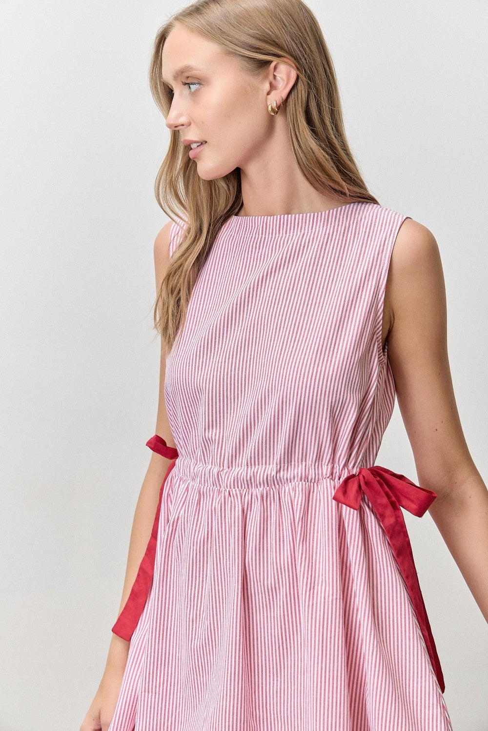 Red & White Pinstripe Summer Dress (1X - 3X)
