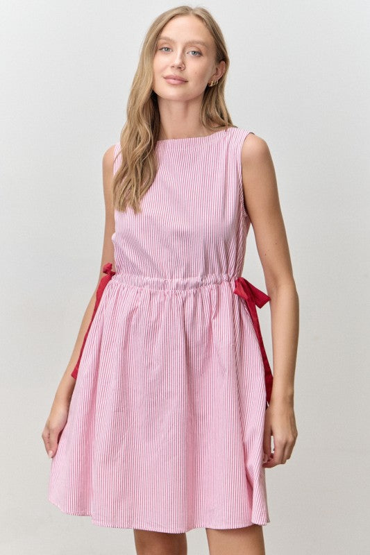 Red & White Pinstripe Summer Dress (1X - 3X)