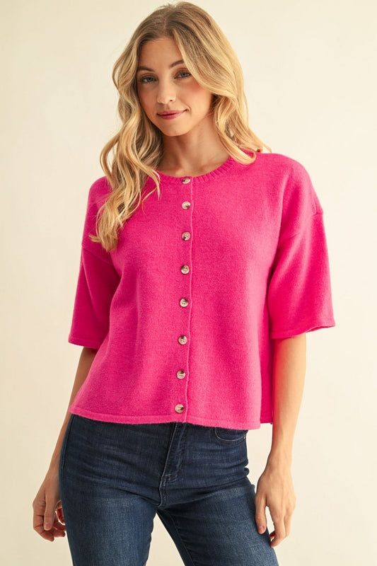 Short Sleeve Button Down Cardigan