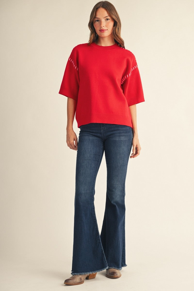 Shoulder Stitch Accent Sweater