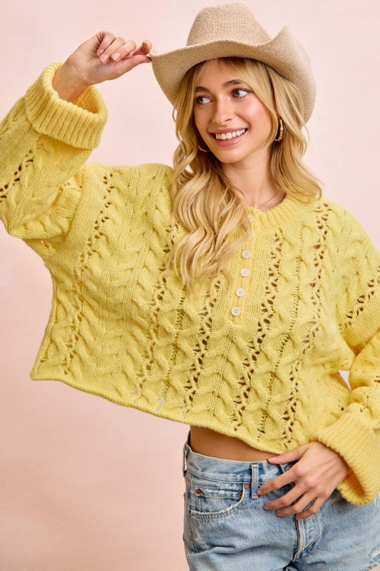 Sunshine Yellow Cable Knit Sweater