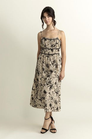 Floral Embroidered Midi Dress