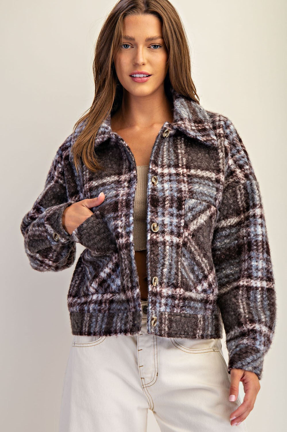 Textured Button Front Jacket