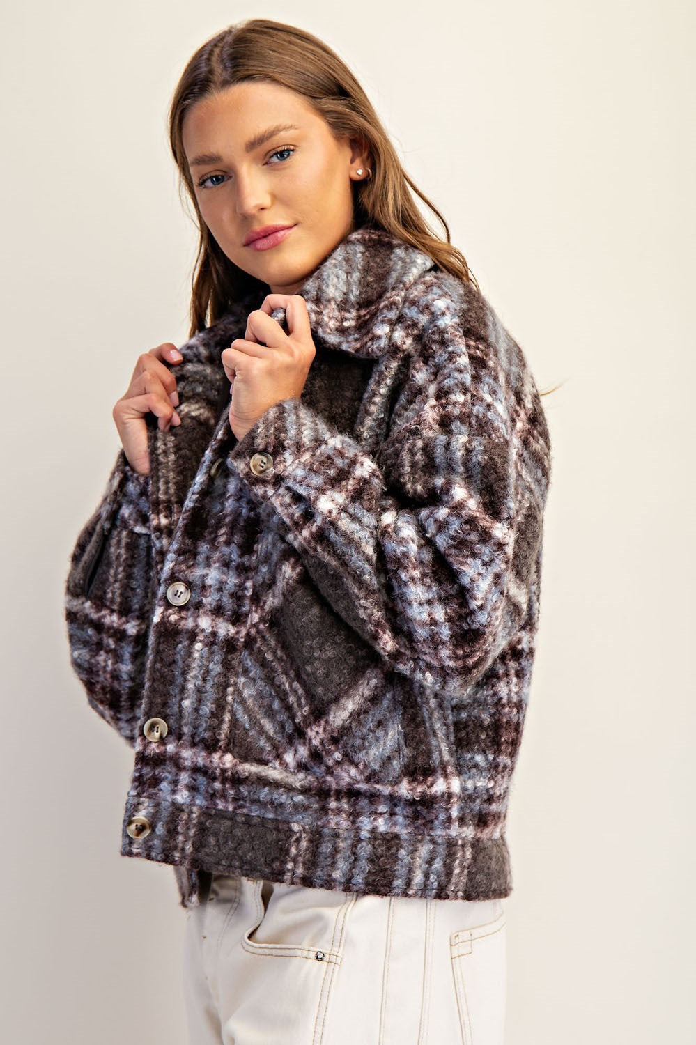 Textured Button Front Jacket