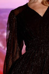 Glitter Sheer Overlay Shirred Mini Dress