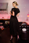 Glitter Ruffle Sleeve Tiered Midi Dress