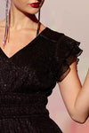 Glitter Ruffle Sleeve Tiered Midi Dress
