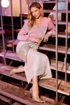 Sheer V-Neck Long Sleeve Woven Top