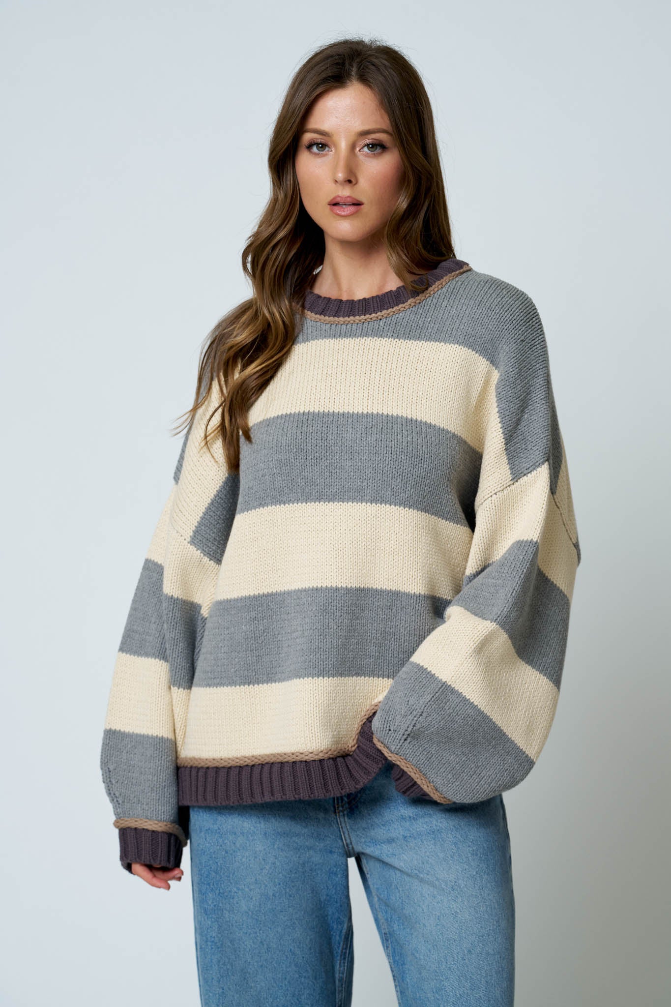 Wide Stripe Oversized Pullover Sweater