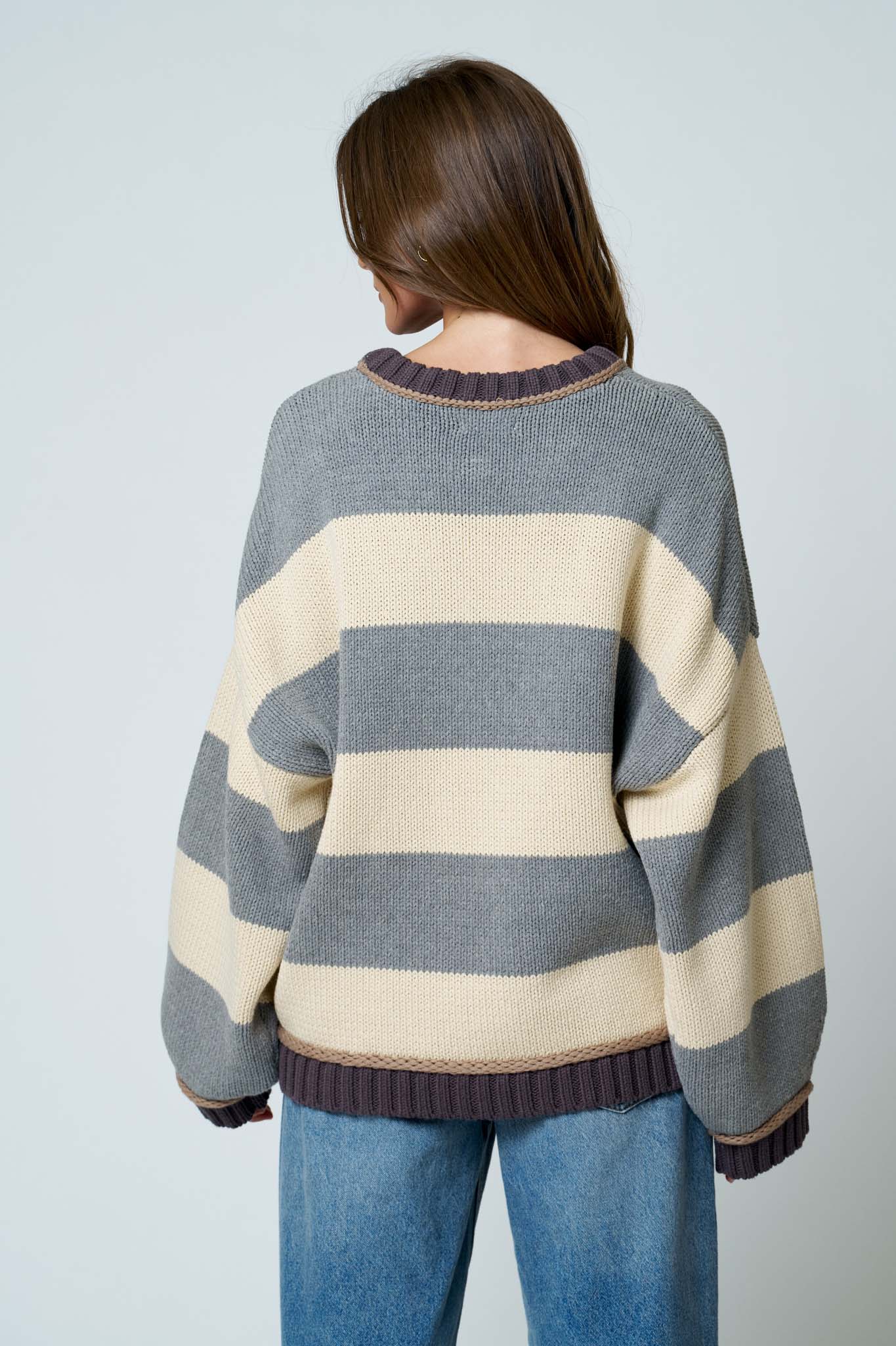 Wide Stripe Oversized Pullover Sweater