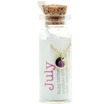 Birthstone Bottle Necklace || July (Ruby)