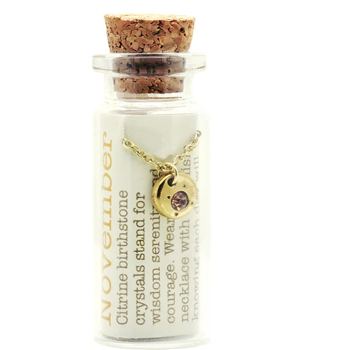Birthstone Bottle Necklace || November (Citrine)