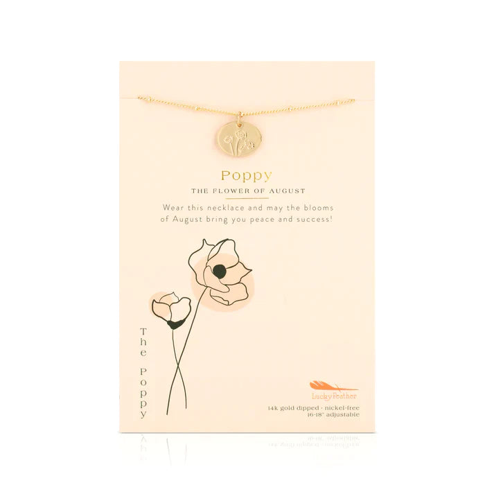 Birth Month Flower Necklace || August (Poppy)