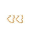 BELLE | GOLD BEADED HEART HOOP EARRINGS