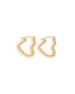 BELLE | GOLD BEADED HEART HOOP EARRINGS