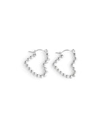 BELLE | SILVER BEADED HEART HOOP EARRINGS
