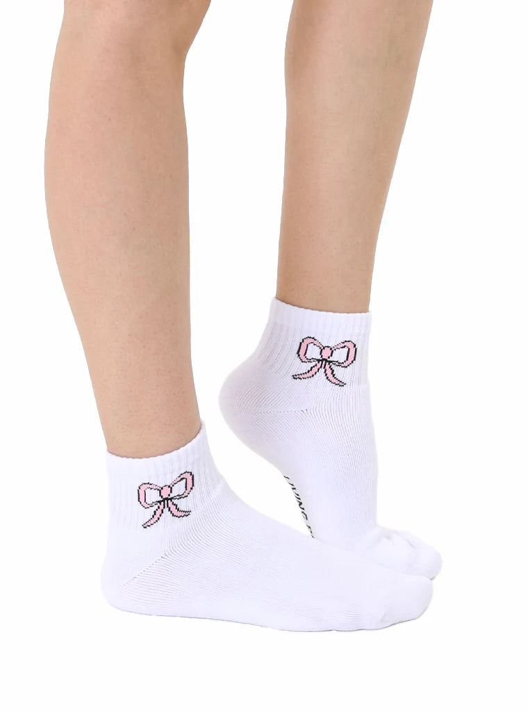 Pink Bow Classic Crew Socks