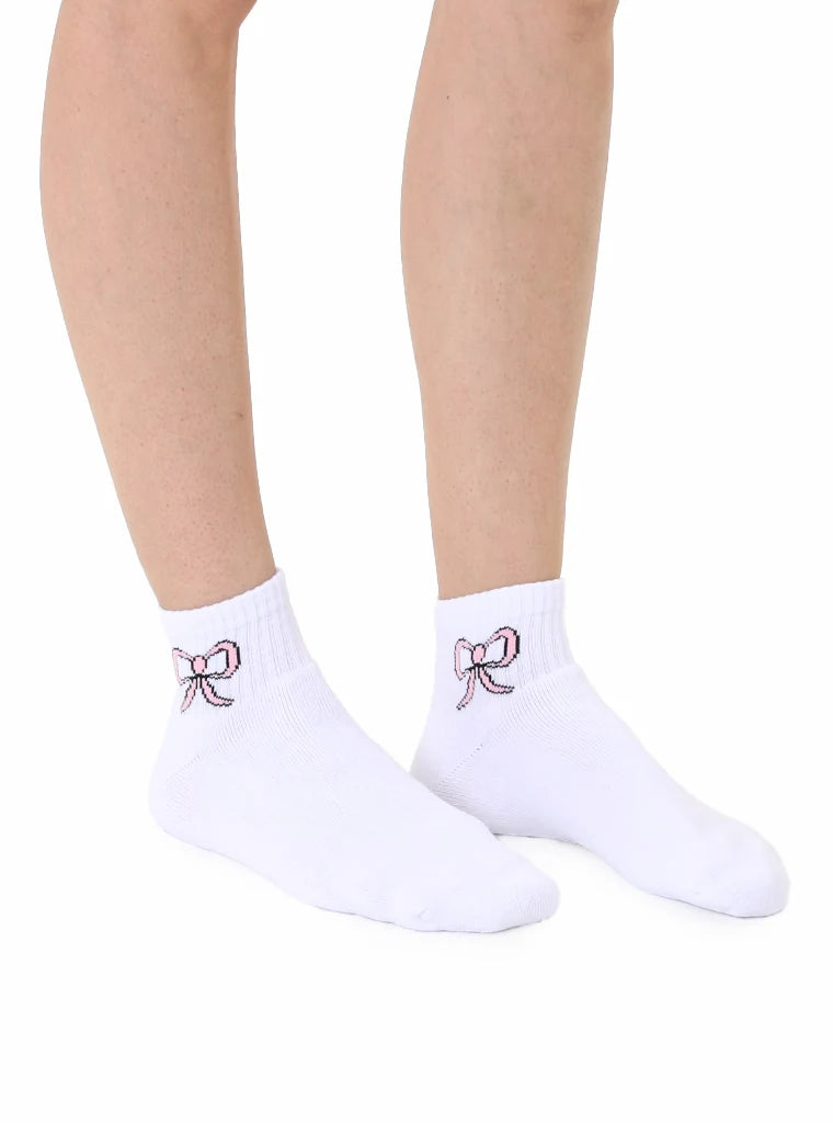 Pink Bow Classic Crew Socks