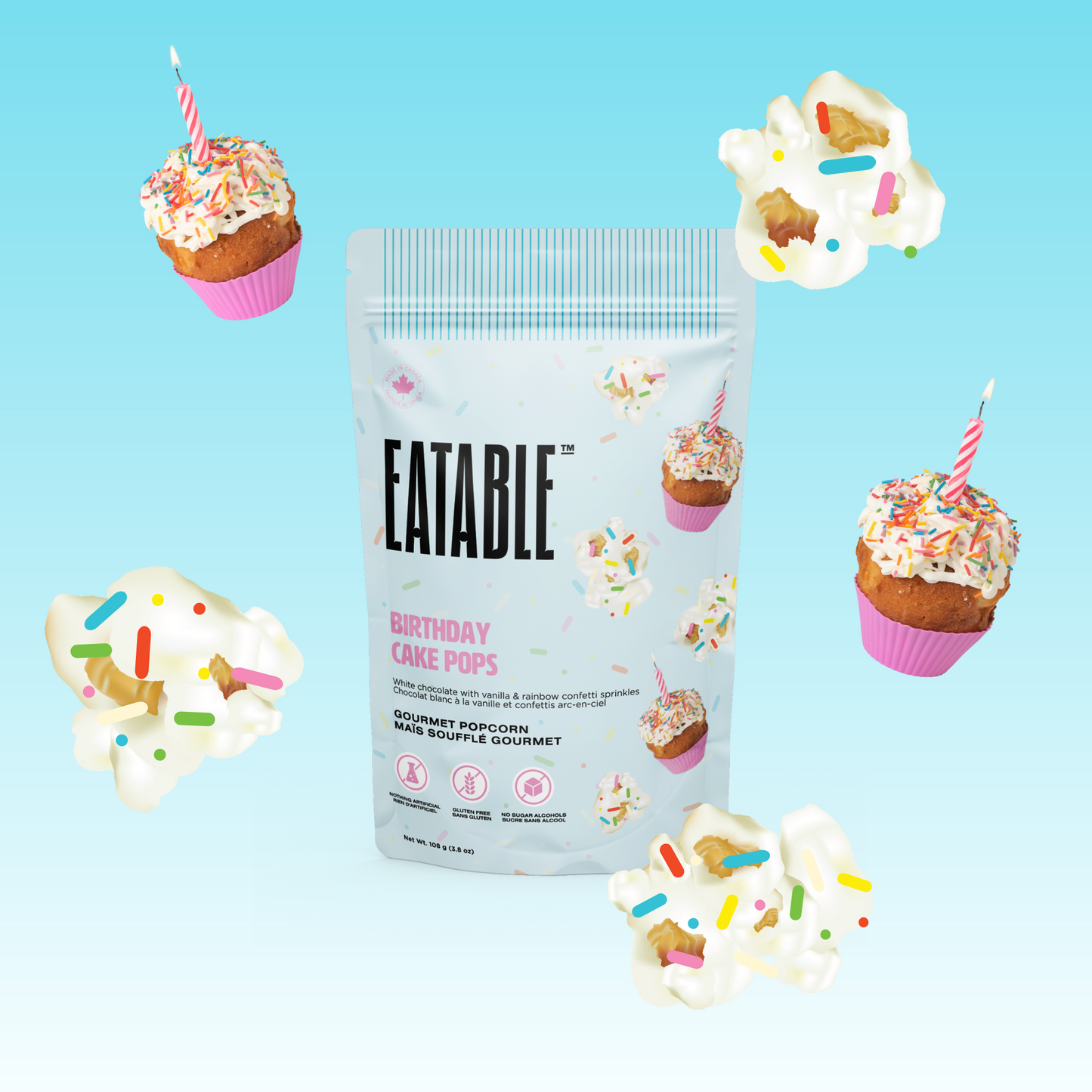 Eatable || "Birthday Cake Pops" Gourmet Popcorn 108g