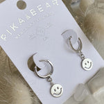 "Have a Nice Day" Smiley Face Hugger Hoop Earrings (Gold or Silver)