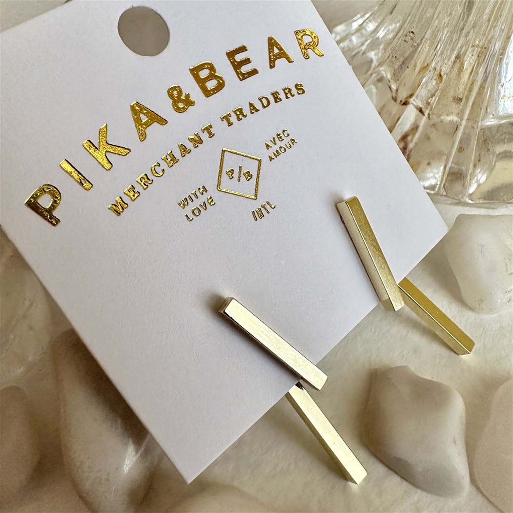"Hal" Modernist Ear Jacket Monolith Stud Earrings