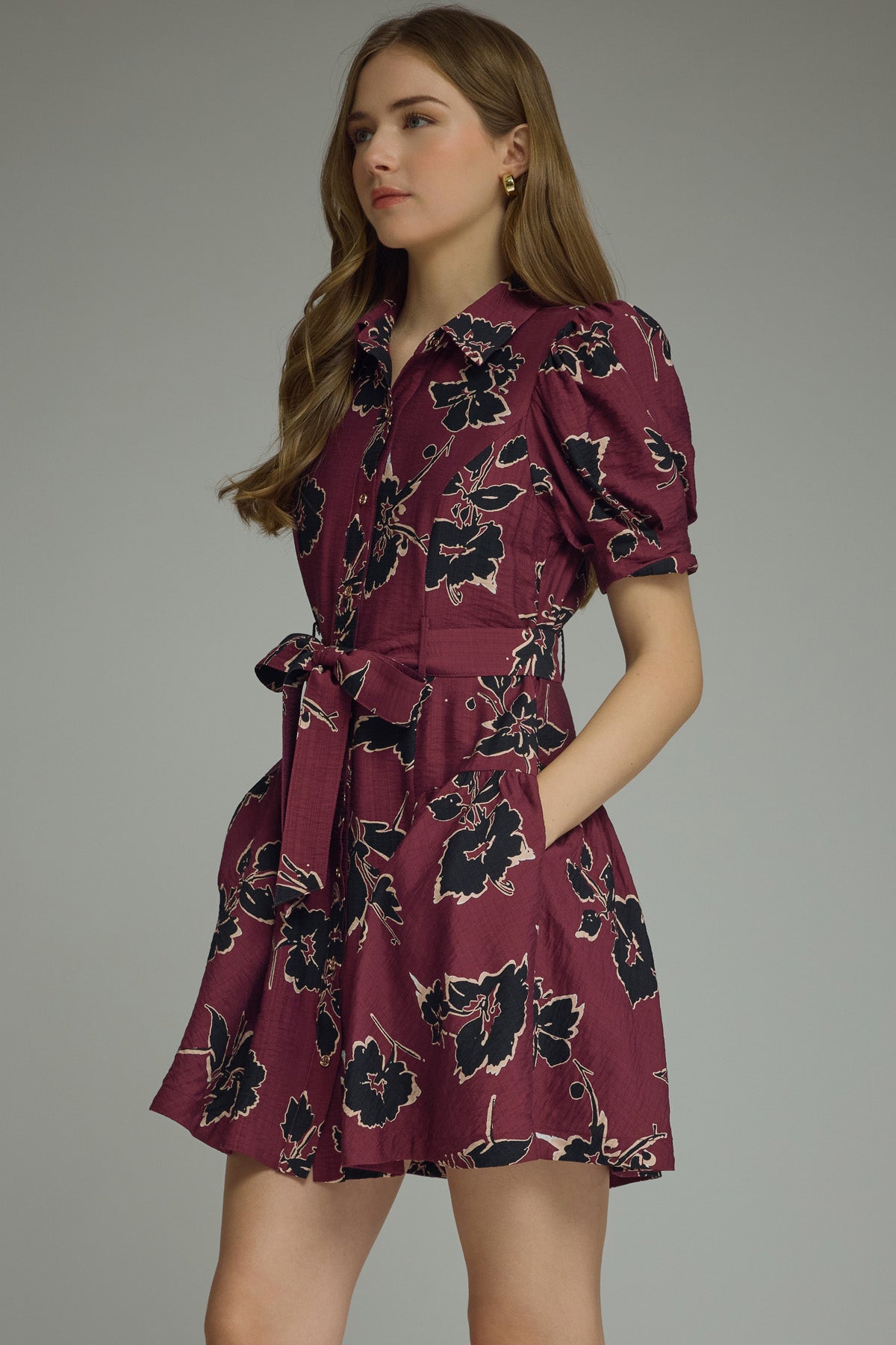 Floral Print Puff Sleeve Dress