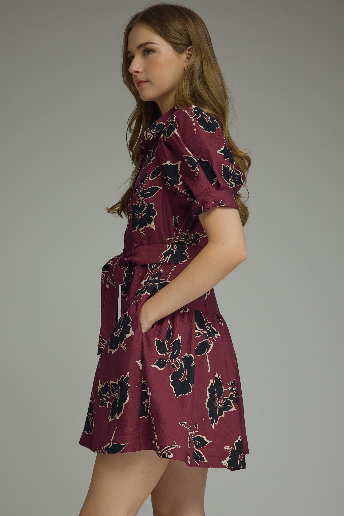 Floral Print Puff Sleeve Dress