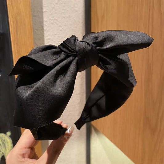 Bow Detail Satin Headband (Black)