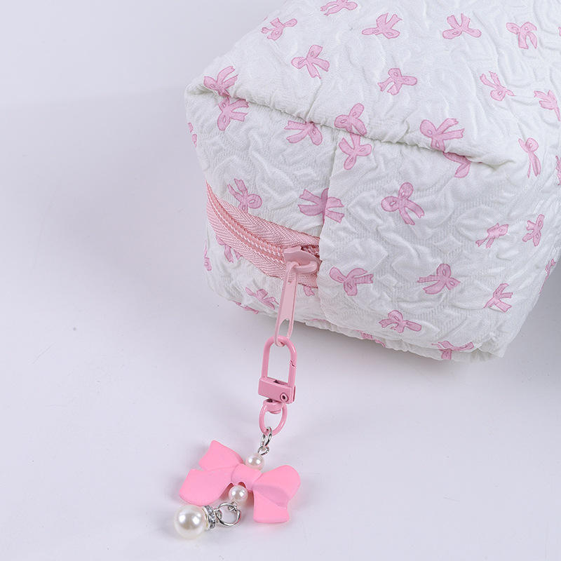Seersucker Bow Print Cosmetic Bag (3 Colors!)