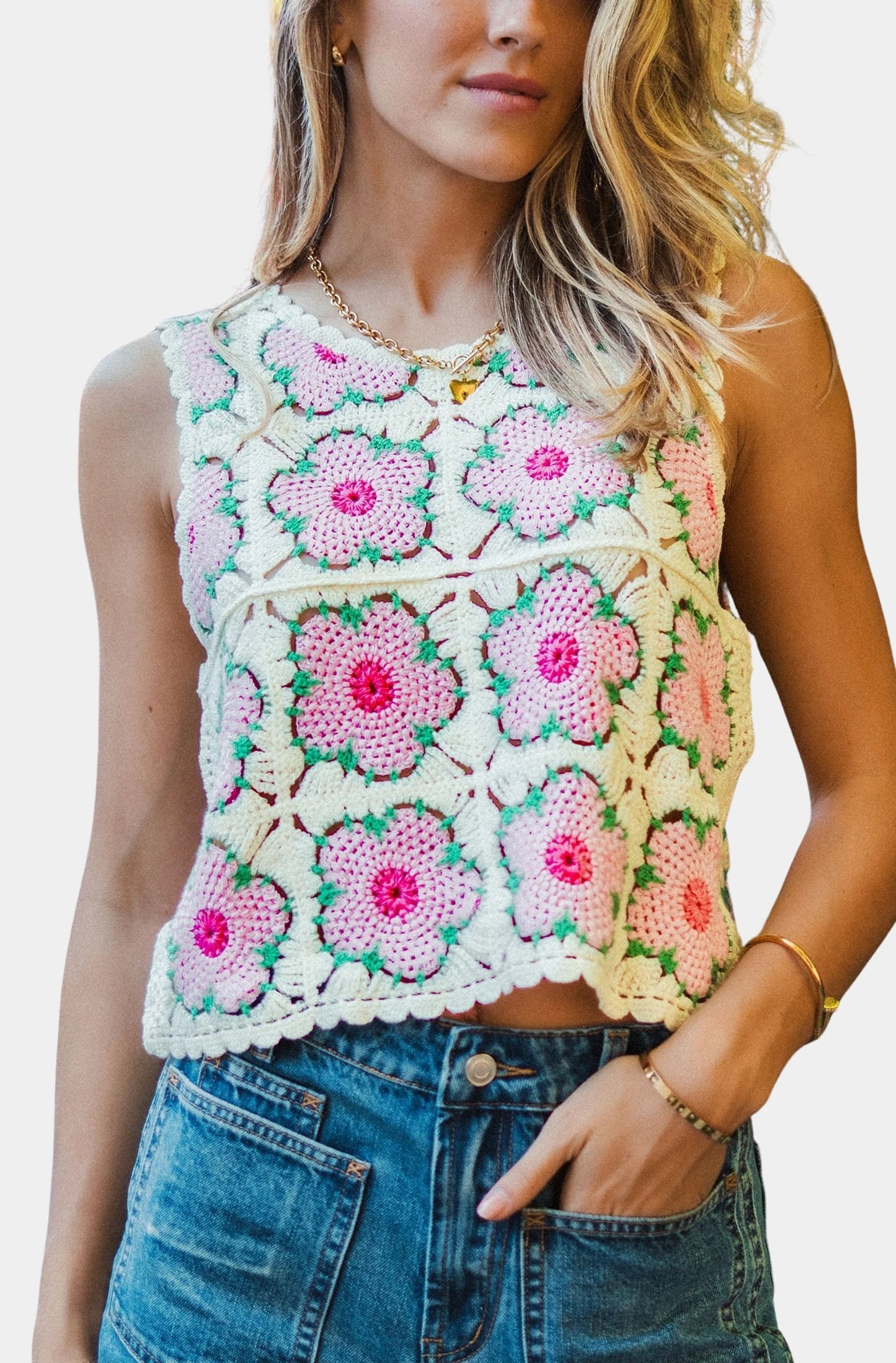 Floral Crochet Tank Top
