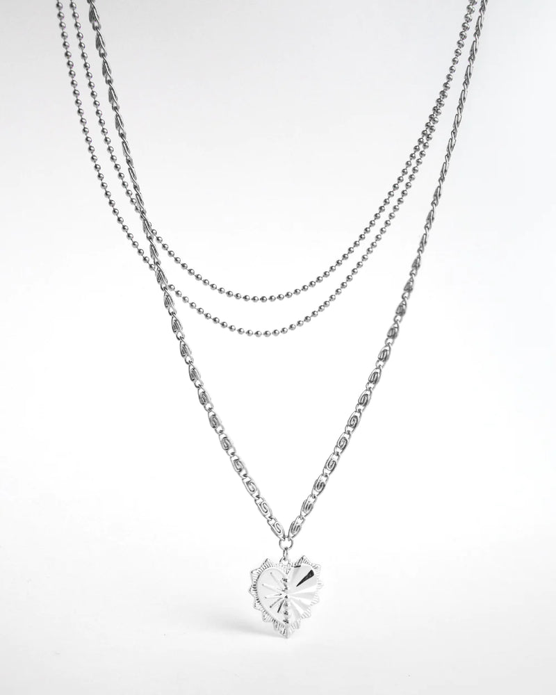 HART | SILVER LAYERED HEART PENDANT NECKLACE