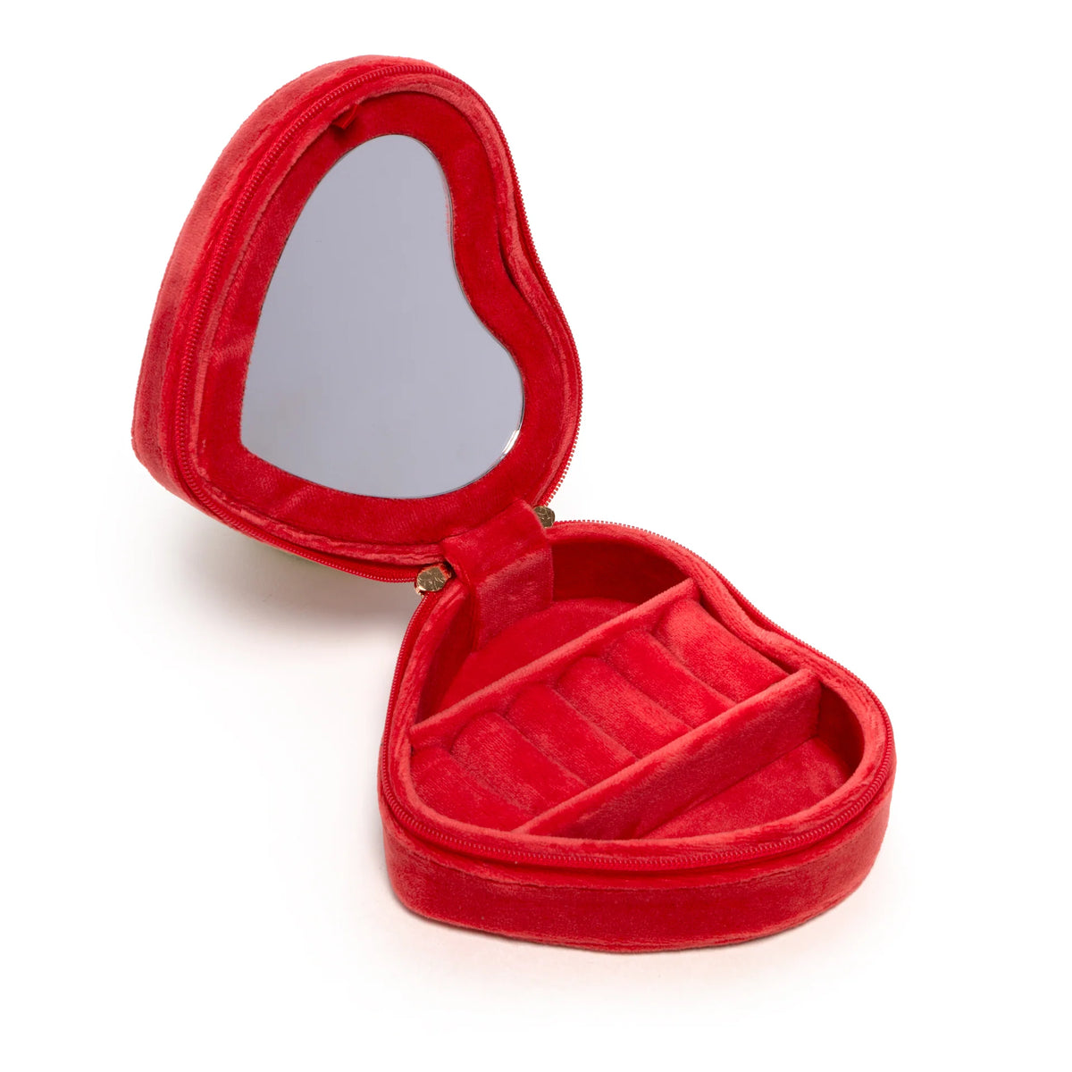 Zipper Heart Shaped Jewelry Box w/ Mirror