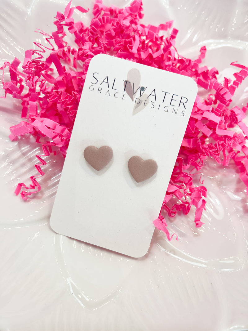 Saltwater Grace || Heart Studs (Blush)