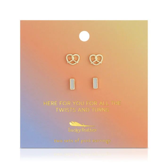 "Twists + Turns" Pretzel & Bar Studs Earring Set