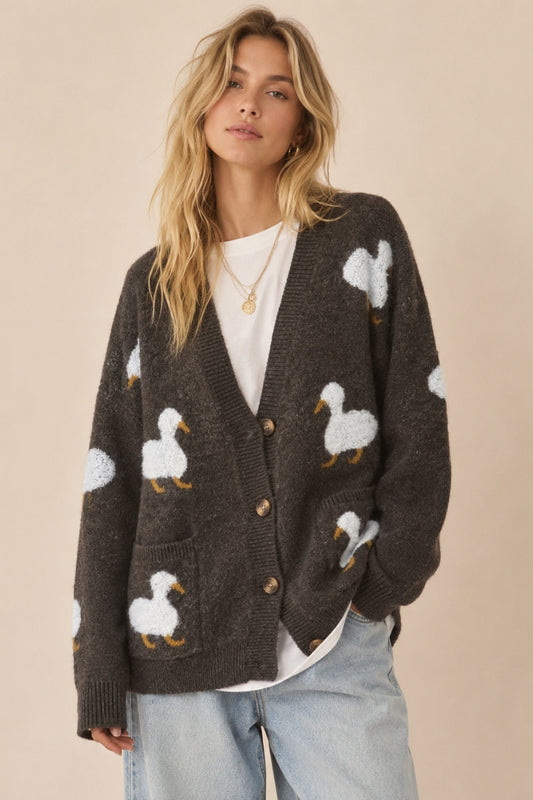 Cozy Duck Knit Cardigan (S - 3X)