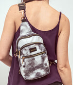 Roundtrip Convertible Sling & Crossbody Bag || Black & White Tie Dye