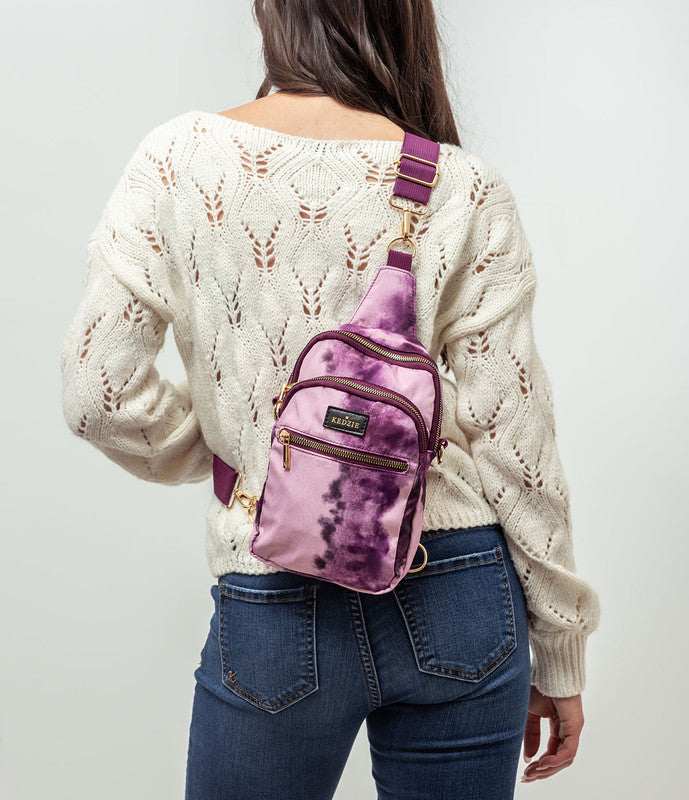 Roundtrip Convertible Sling & Crossbody Bag || Purple Tie Dye