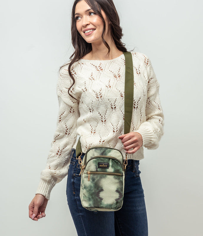 Roundtrip Convertible Sling & Crossbody Bag || Olive Tie Dye
