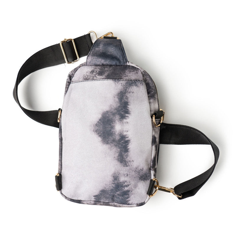 Roundtrip Convertible Sling & Crossbody Bag || Black & White Tie Dye