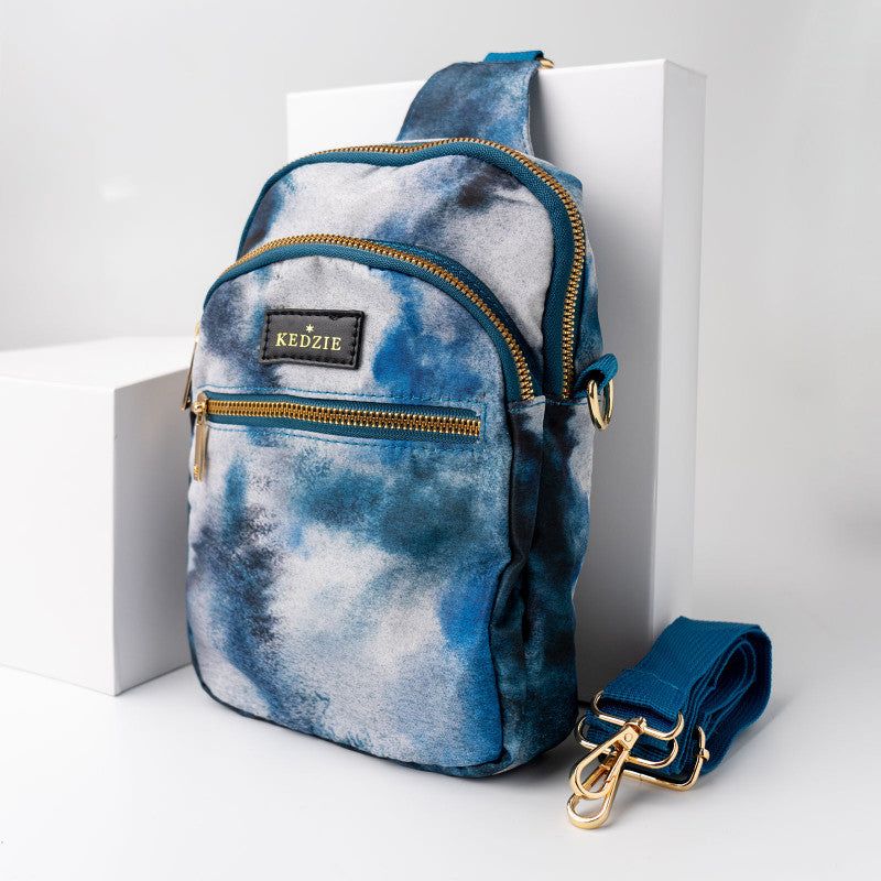 Roundtrip Convertible Sling & Crossbody Bag || Blue Tie Dye