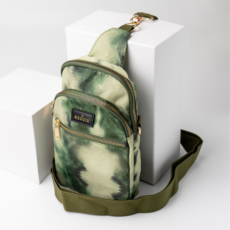 Roundtrip Convertible Sling & Crossbody Bag || Olive Tie Dye