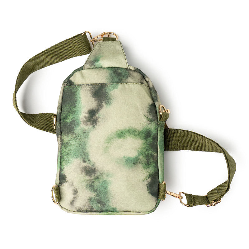 Roundtrip Convertible Sling & Crossbody Bag || Olive Tie Dye