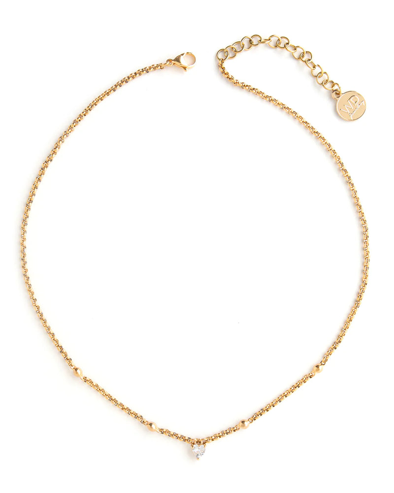 LUVO | GOLD CHAIN AND CRYSTAL HEART NECKLACE