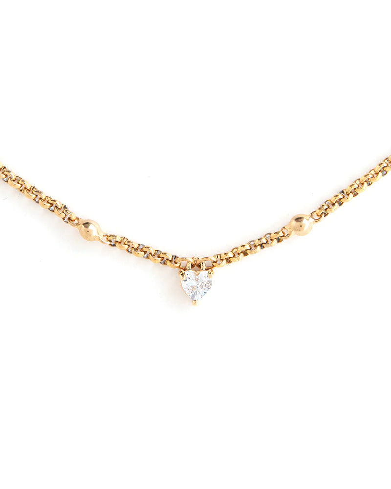 LUVO | GOLD CHAIN AND CRYSTAL HEART NECKLACE