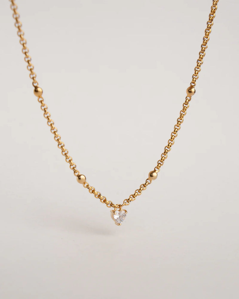 LUVO | GOLD CHAIN AND CRYSTAL HEART NECKLACE
