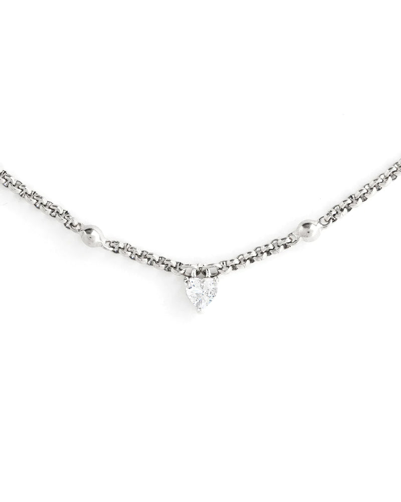 LUVO | SILVER CHAIN AND CRYSTAL HEART NECKLACE