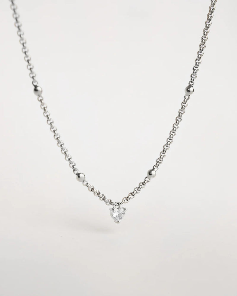 LUVO | SILVER CHAIN AND CRYSTAL HEART NECKLACE