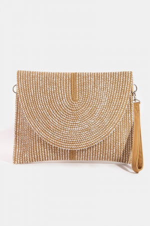 Two Tone Intricate Woven Envelope Clutch (w/ crossbody strap)