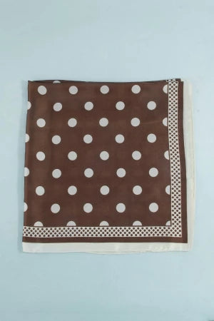 Polka Dot w/ Dotted Border Print Satin Square Scarf